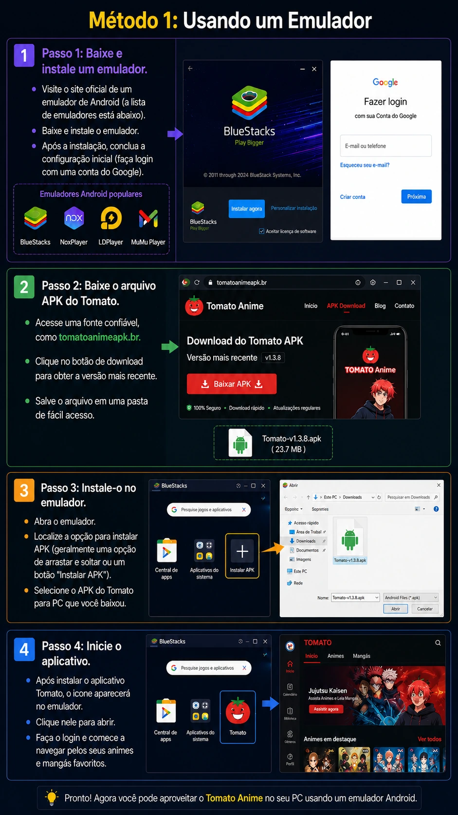 Como instalar o APK do Tomato para PC usando um emulador
